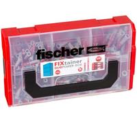 fischer FixTainer DuoPower Short/Long Dowel Box with 210 DuoPower Dowels (80 Pieces 6 x 30, 40 Pieces 6 x 50, 60 Pieces 8 x 40, 30 Pieces 8 x 65), Dowel Box with Carry Handle & Click System