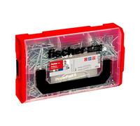 fischer FixTainer PowerFast II Chipboard Screw, Presorted Assortment Box with 700 Screws and 2 Bits, Countersunk Head, Partial Thread, Full Thread and PZ Drive, Universal Fixing Kit