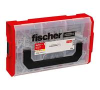 fischer FixTainer SX-Plus Dowel Box, Dowel Set with 210 Dowels (120 Pieces 6 x 30, 60 Pieces 8 x 40, 30 Pieces 10 x 50), Expansion Dowels, Practical Tool Box with Carry Handle & Click System, No