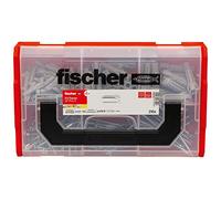 fischer FixTainer SX-Plus Dowels and Screw Box, Dowel Set with 210 Pieces, for Concrete, Solid and Perforated Building Materials, Practical Tool Box with Carry Handle & Click System, Dowel Set
