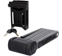 Fischer Protec FKS110 Folding Bicycle Lock with Key, Plastic-Coated Rods Including Bracket and Anti-Slip Velcro Straps 110 cm Long