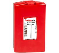 fischer Hammer Drill Bit Quattric II S Set, 5-12 mm Diameter, Drill Bits Set with Various Sizes, Tool for Drilling in Reinforced Concrete, Pack of 7