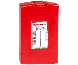 fischer Hammer Drill Bit Quattric II S Set, 5-12 mm Diameter, Drill Bits Set with Various Sizes, Tool for Drilling in Reinforced Concrete, Pack of 7