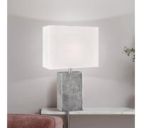 FISCHER & HONSEL Amiens table lamp, white/nickel, height 50 cm Linen/metal
