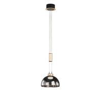 FISCHER & HONSEL Avignon pendant light, 1-bulb, smoked glass/black/gold