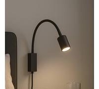 FISCHER & HONSEL Justi wall light, sand black, height 52 cm, metal