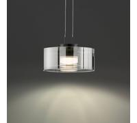 FISCHER & HONSEL LAVIN LED hanging light, black/smoke, Ø 20 cm metal/glass dimmable