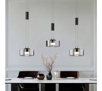 FISCHER & HONSEL Lavin LED hanging light, length 100 cm, sand black/smoke grey