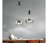 FISCHER & HONSEL Lavin LED hanging light, length 64 cm, sand black/smoke grey