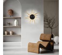 FISCHER & HONSEL LED wall light Sol, black with golden rays