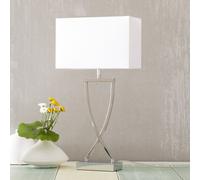 FISCHER & HONSEL Nice textile table lamp Anni chrome-white