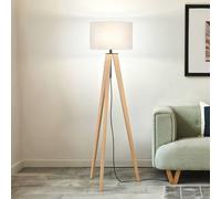 FISCHER & HONSEL SHINE-WOOD floor lamp, sand/black/oak Height 164 cm 3 x E27