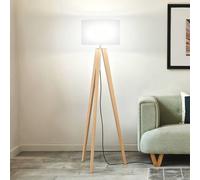 FISCHER & HONSEL SHINE-WOOD floor lamp, white/nickel/oak, height 164 cm, 3 x E27