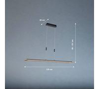 FISCHER & HONSEL Shine-Wood LED pendant light, oak/black, 125 cm, CCT