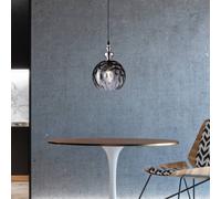 FISCHER & HONSEL Uller pendant light, 1-bulb, smoked glass/nickel, Ø 20 cm