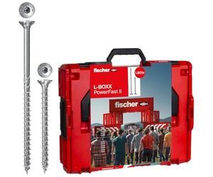 fischer In handy L-Boxx, 1800 x PowerFast II screws in various sizes with full and partial thread, chipboard screw for quick and flexible processing, includes bit set