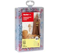 fischer LaDIY Box, Dowel Box with 133 Screws, Hooks & Duopower Dowels (50 Pieces 6 x 30, 30 Pieces 8 x 40), Universal Set for Numerous Building Materials and Fixings