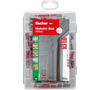 Fischer 540299 Meister Duopower Short/Long, Tool 150 Screws, Universal, Practical Set, Dowel Box for DIY and Professionals, Grey