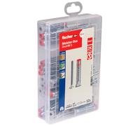 fischer Meister-Box DuoHM Cavity Dowel + Screw TX, Tool Box with 52 Dowels and Screws, Plate Anchors for Attaching TV Brackets, Lights, etc. in Panel Building Materials, Practical Set