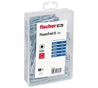 fischer Meister-Box PowerFast II Chipboard Screw, Presorted Assortment Box with 110 Blue-Galvanised Screws, Countersunk Head, TX Drive and Partial Thread, Universal Set for Mounting