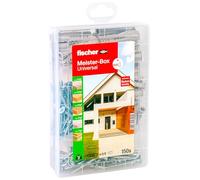 Fischer Meister-Box Universal 150-Piece Dowel and Screw Set, 6-8 mm Diameter, 35-50 mm Length, for DIY and Professionals, Ideal for The Whole House, Universal Dowel UX with Rim