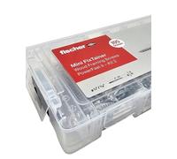 fischer MiniFIXtainer FPF II CTP BC Kit2 Wood Screws with Bit Set 107pcs, Universally Usable in Plugs, Softwood/Hardwood/Chipboard, with Small Edge Distances, Metal Components, Fast Bit