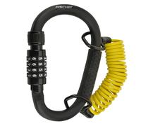 Fischer Number Combination Carabiner Lock with 150 cm Coiled Cable, Black