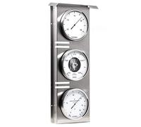Fischer Outdoor weather station, stainless steel, Thermometer Barometer Hygrometer, 510 x 215 mm, analog display, -50 degrees Celsius
