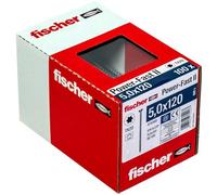 fischer PowerFast II CTP 5.0 x 120, Chipboard Screw (100 Pieces) with Partial Thread, Countersunk Screw with Inner Star, Screw for Woodworking, Reduces Screwing Resistance & Screwing Time