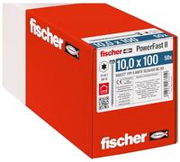 fischer PowerFast II HWTF 10.0 x 100, Powerful Wood Screws with Hex Head, Inner Star Socket and Full Thread, for Constructive Wood Construction, Pack of 50