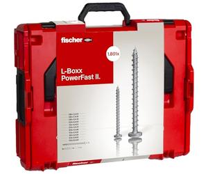 fischer PowerFast II Panhead in The Handy L-BOXX, 1,800 x PowerFast II Screws in Various Sizes with Full Thread, chipboard Screw for Quick and Flexible Processing, in it Set