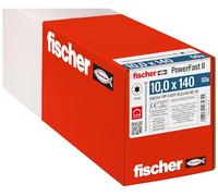 fischer PowerFast II WTP 10.0 x 140, Powerful Wood Screws with Flat Head, Inner Star Receptacle and Partial Thread, for Structural Wood Construction, Pack of 50