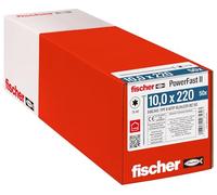 fischer PowerFast II WTP 10.0 x 220, Powerful Wood Screws with Flat Head, Inner Star Receptacle and Partial Thread, for Structural Wood Construction, Pack of 50
