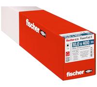 fischer PowerFast II WTP 10.0 x 400, Powerful Wood Screws with Flat Head, Inner Star Receptacle and Partial Thread, for Structural Wood Construction, Pack of 50