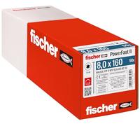 fischer PowerFast II WTP 8.0 x 160, Powerful Wood Screws with Flat Head, Inner Star Socket and Partial Thread, for Structural Wood Construction, Pack of 50