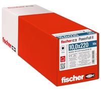fischer PowerFull II 10.0 x 220, Premium Fully Threaded Screw (Pack of 50) with Innovative Tip Geometry, Steel Screw for Load-bearing Wood Structures with Countersunk Head, Reduces Splitting Risk