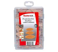 fischer Practical Helper Gluing and Connecting, Assortment Box with 85 Flat dowels, Set for Secure Connections of Solid Wood, Wood Materials and Panel Materials