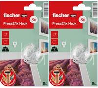 fischer Press2Fix Plasterboard Picture Hanging Hook, Max Weight 8kg, 8 Pieces (Pack of 2)