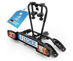 FISCHER SmartLine Black Clutch Bike Carrier for 2 Bicycles up to 50 kg Payload, for Tow Bar, Foldable, Partially Assembled, with Integrated Frame Protection