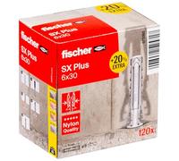fischer - SX Plus 6x30 Multi-Material Nylon Dowel + 20% Free Extra Content/Box of 120