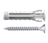 fischer 568206 Expansion SX Plus S, Box of 50 Nylon Matching Screws, dowels for Optimal Hold When Fixing, Solid, aerated Concrete, Perforated Bricks and Much, Standard, 6 x 30 mit Schraube