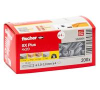 fischer SX Plus Wall Plugs 4 x 20mm Nylon Expansion Fixings 200 Pack
