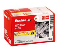 fischer SX Plus Wall Plugs 6 x 30mm Nylon Expansion Fixings 100 Pack