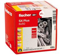 fischer 568106 SX Plus Expansion Wall Plug, 6mm x 50mm, Pack of 100