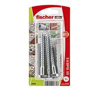 fischer UX 10 x 60 R Universal Wall Plugs with Screws 4 Pack Nylon | Universal nylon fixing with expansion and knotting technology for secure mounting in solid, hollow and board materials