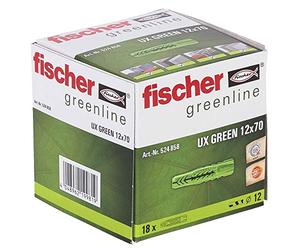 fischer UX Green Universal Plug 12 x 70, 18 Pieces, 524858