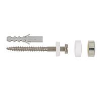 fischer - WCN Floor Fixing Kit - 2 x S 8, 2 x A2 Stainless Steel Wood Screws 6 x 70 mm, 2 x Chrome and White Caps