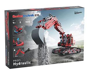 fischertechnik 548888 Hydraulic Toy Digger for Children with Realistic Hydraulic Function and Excavator Shovel, 5 Models, Shovel Excavator, Piste Caterpillar & Test Models, Construction Toy