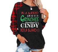 Fiscrat Cindy Lou Who Sweatshirt Christmas Vintage Long Sleeve Tops Tees Shirt for Women Xmas Sweatshirts, Black, Medium