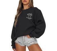 FISCRAT Halloween Spooky Season Oversized Sweatshirt Jumper Women Cute Ghost Sweatshirts Fall Embroidered Sweater Pullover Top, Black, XXL